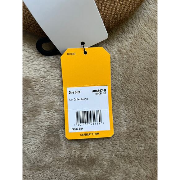 NWT Carhartt Knit Cuffed Beanie “1 Team” Duck Brown Winter Hat One Size - Picture 3 of 6